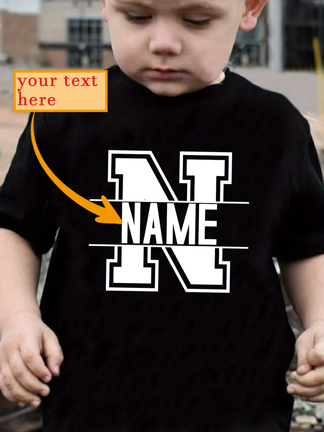 Boys Personalized Custom‑Name Print T‑Shirt Machine‑Washable Casual Crew‑Neck Short‑Sleeve Perfect Spring‑Summer Kids Top
