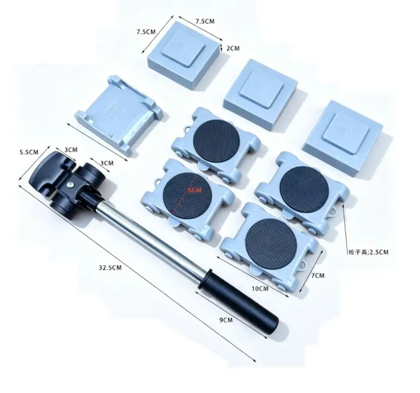 8 Piece ABS Plastic Moving Device Set with Red Inclined Plane for For crowbar Compatibility in Automotive and Residential Moves