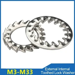304 Stainless Steel Lock Washer Gasket M3 M4 M5 M6 M8 M10 M12 M14 M16-M33 External Internal Toothed Serrated Lock Washer Gasket