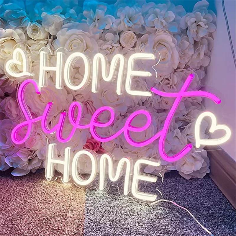 Imagem -03 - Lâmpada de Parede Led Neon Sign para Quarto Letras Estéticas Decoração de Sala Quente Usb Lâmpada para Festa Decoração Festival Home Sweet Home