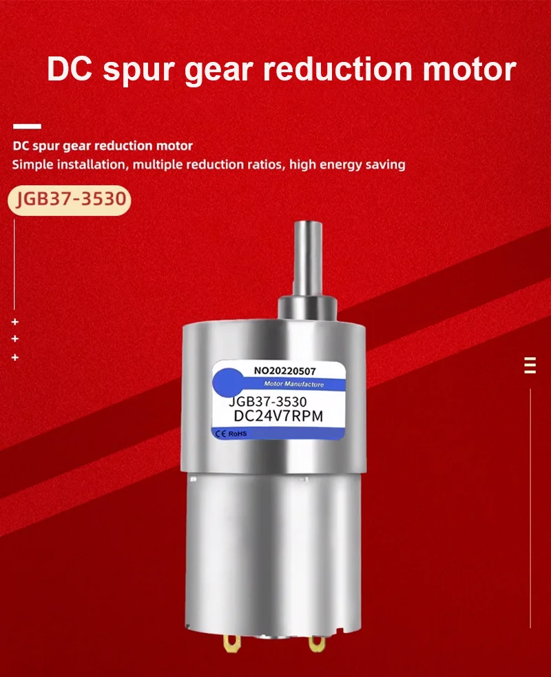 35KG JGB37-3530 12/24v DC Gear Motor 37mm All Metal Gear Box 7RPM-1600 rpm Gearmotor High Torque Eccentric Shaft Geared Motor