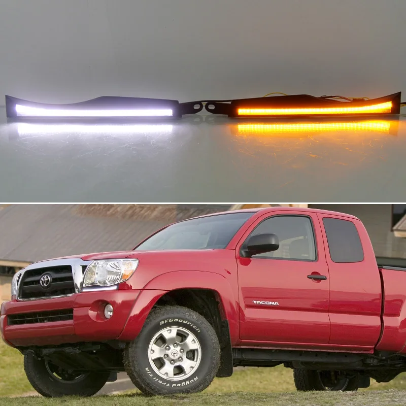 

Auto LED DRL Daylights For Toyota Tacoma 2005 - 2010 Car Part Turn Signal Indicators Daytime Running Lamp Front Lights