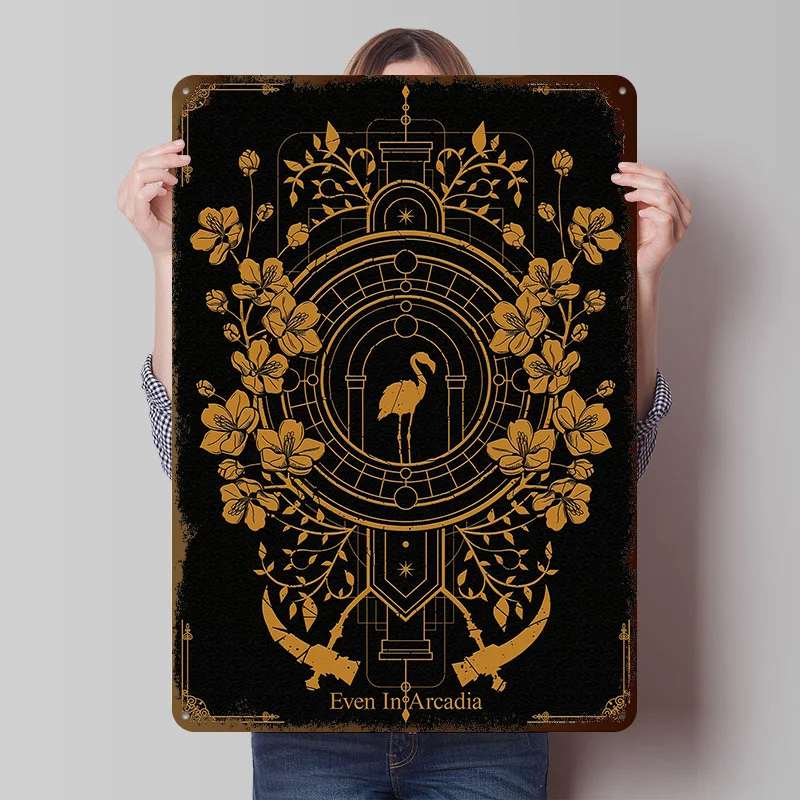 Even In Arcadia Flamingo Art Printed Poster Customized Retro Wall Art Vintage Metal Tin Signs for Decor Room Decoration Gaming