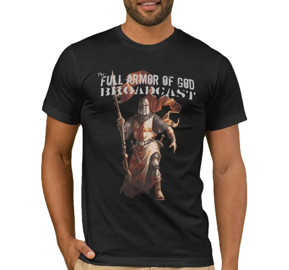 The Full Armor of God, Broadcast. Warrior of God Crusader Knight Templar T-Shirt. Summer Cotton Short Sleeve O-Neck Mens T Shirt