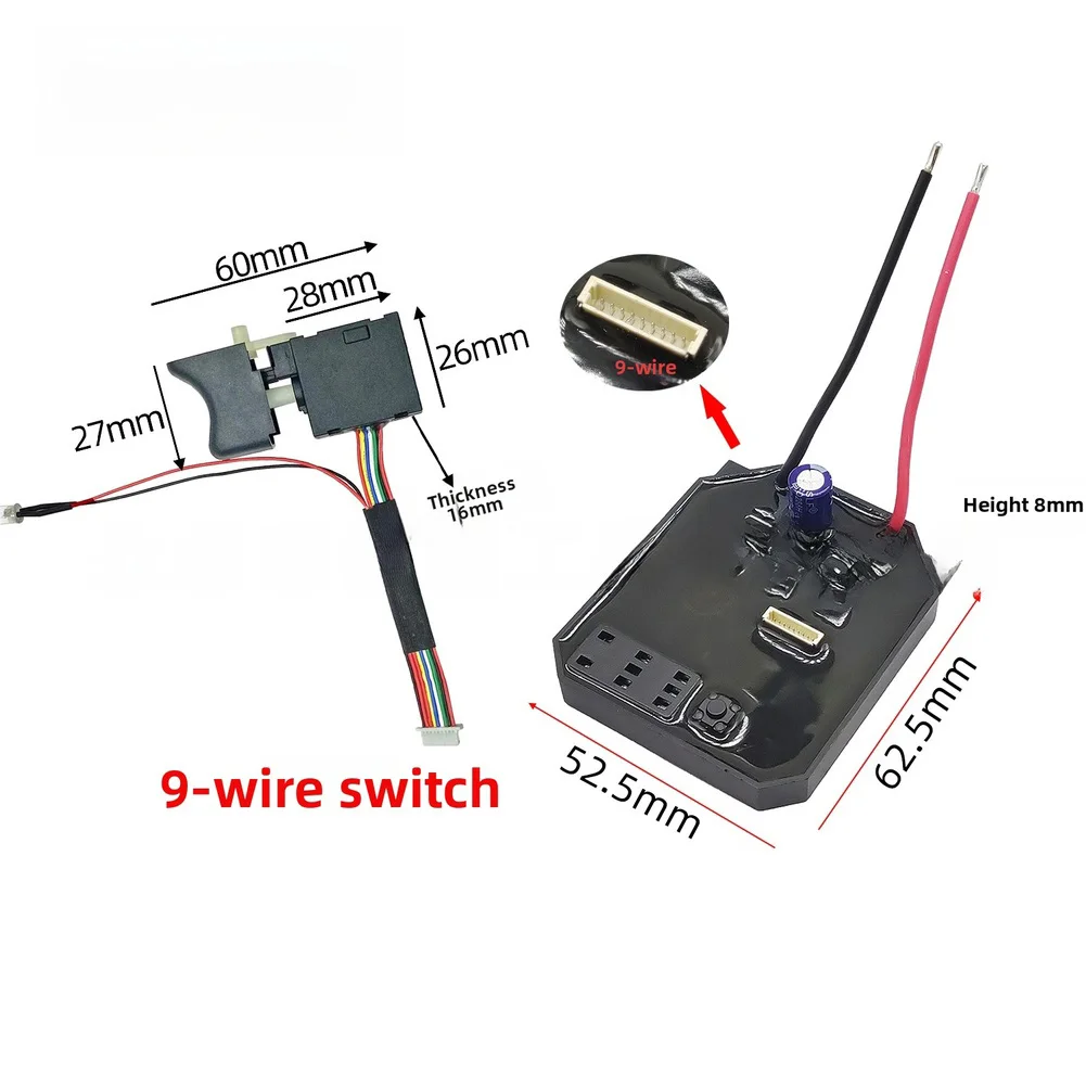 9 Line Control Board Switch Speed Switch Drive Board Controlle For Brushless Electric Wrench Motherboard Accessories