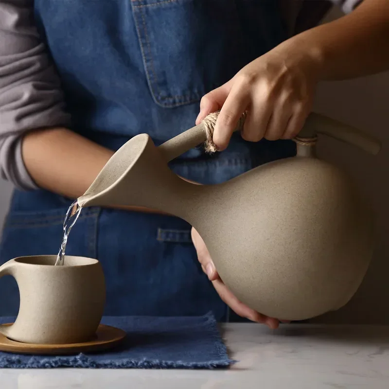 1300ml Ceramic Pitchers Cold Hot Water Kettle Large Capacity High Temperature Resistance Teapot Household Cup Drinkware Home