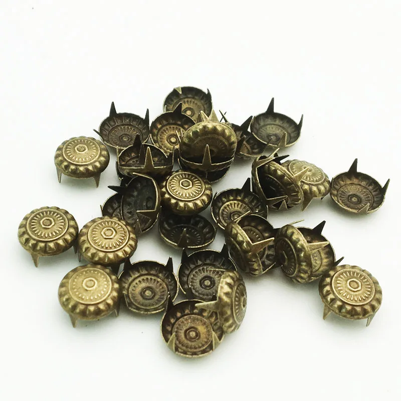 100/200 قطعة معدنية مستديرة برونزية أربعة مشابك تثبيت المسامير سكرابوكينغ الزينة الحرف دبوس الديكور ترصيع 11 مللي متر QTG274 #2
