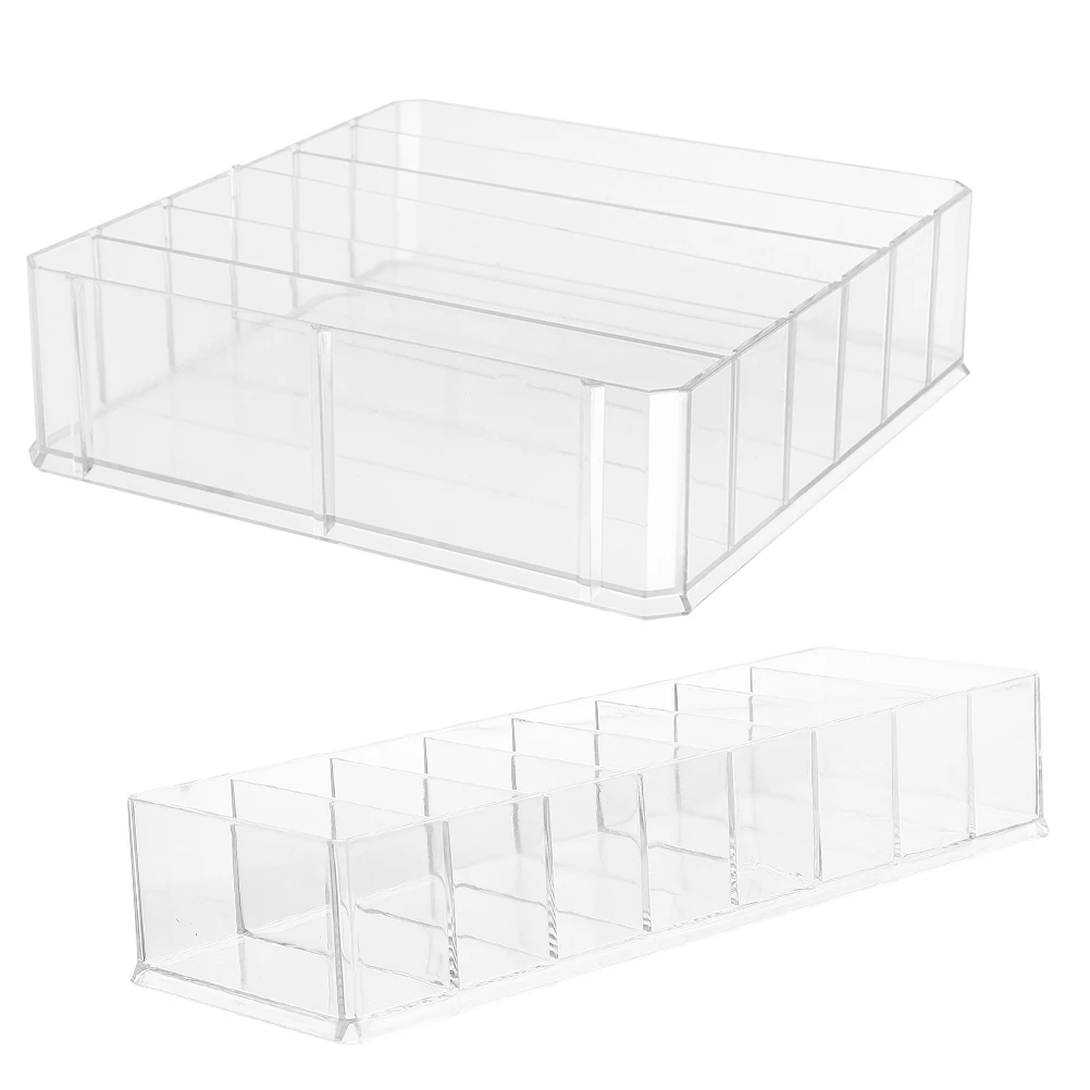 

2pcs Transparent Compartment Storage Box Cash Organizer Money Tray Replacement Desktop File Stand Grids Cashier Holder
