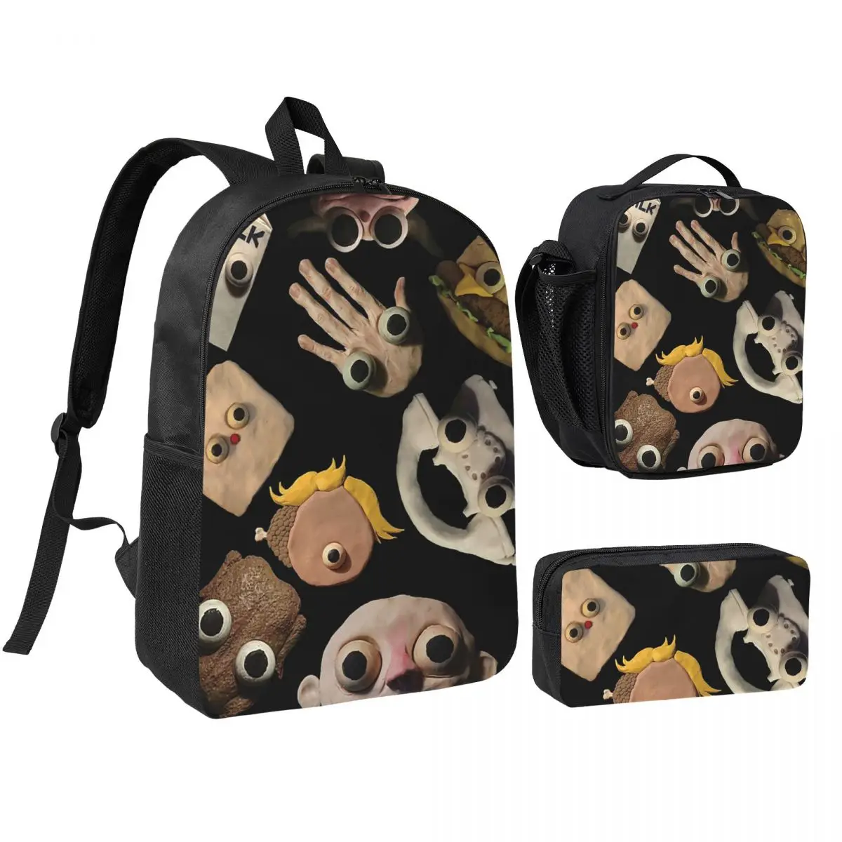 Jack Stauber Mix Backpack Student BookBag School Bag Shoulder Bags 3ps Insulated Lunch Bag Pencil Case