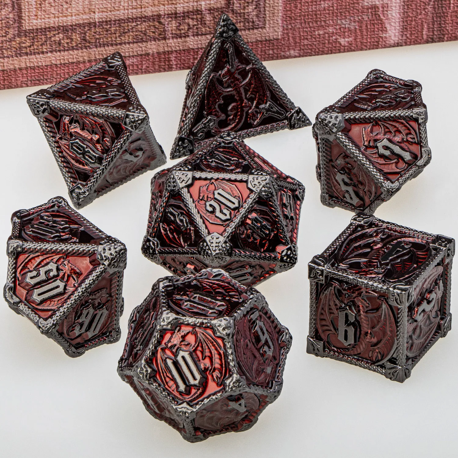 금속 DND 주사위 던전 및 드래곤 D & D 다면체 주사위 롤 플레잉 게임 세트, D20, D12, D10, D8, D6