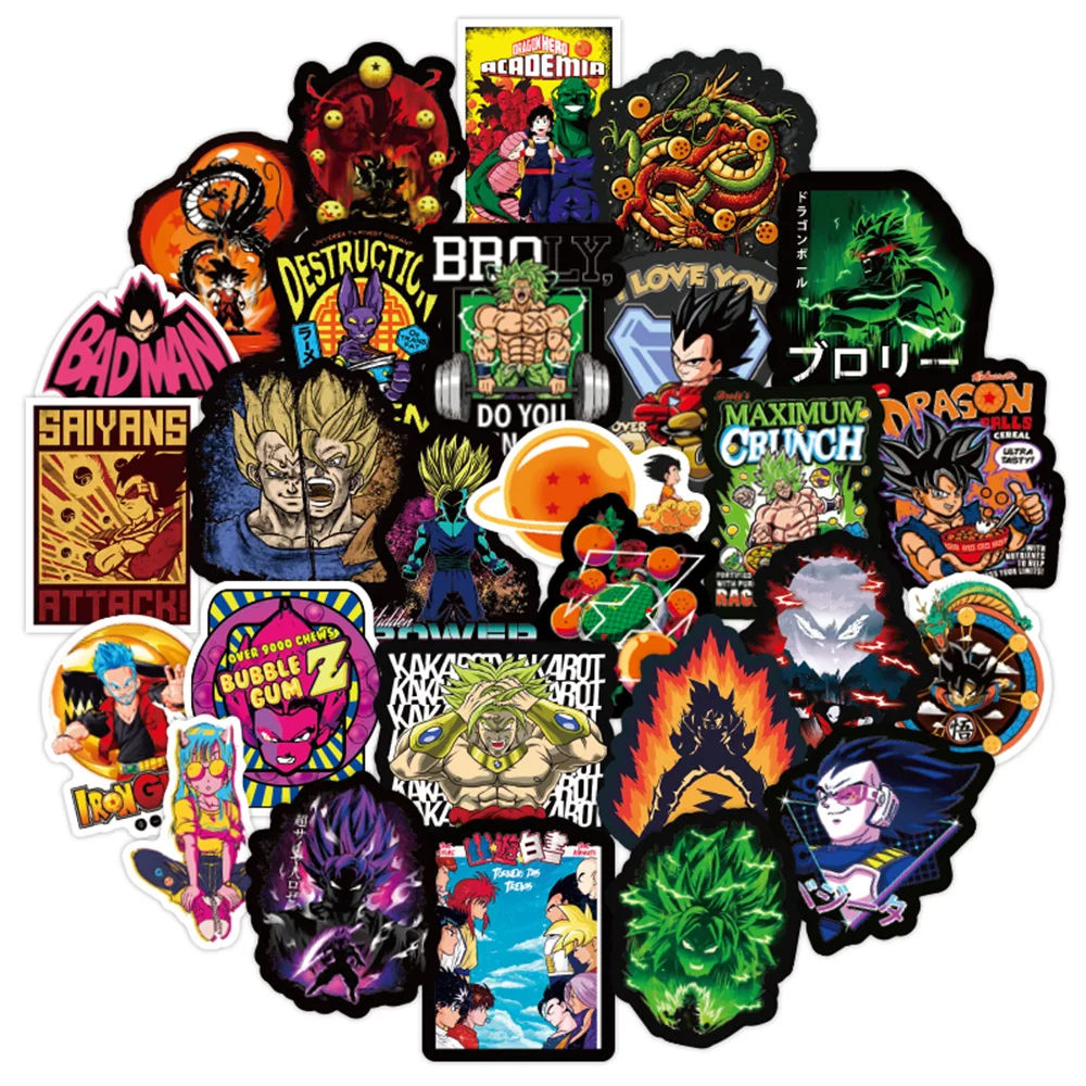 10/30/50PCS Cool Anime Dragon Ball Stickers DIY Travel Luggage Laptop Suitcase Guitar Graffiti Cartoon Sticker Decals Toy Gift