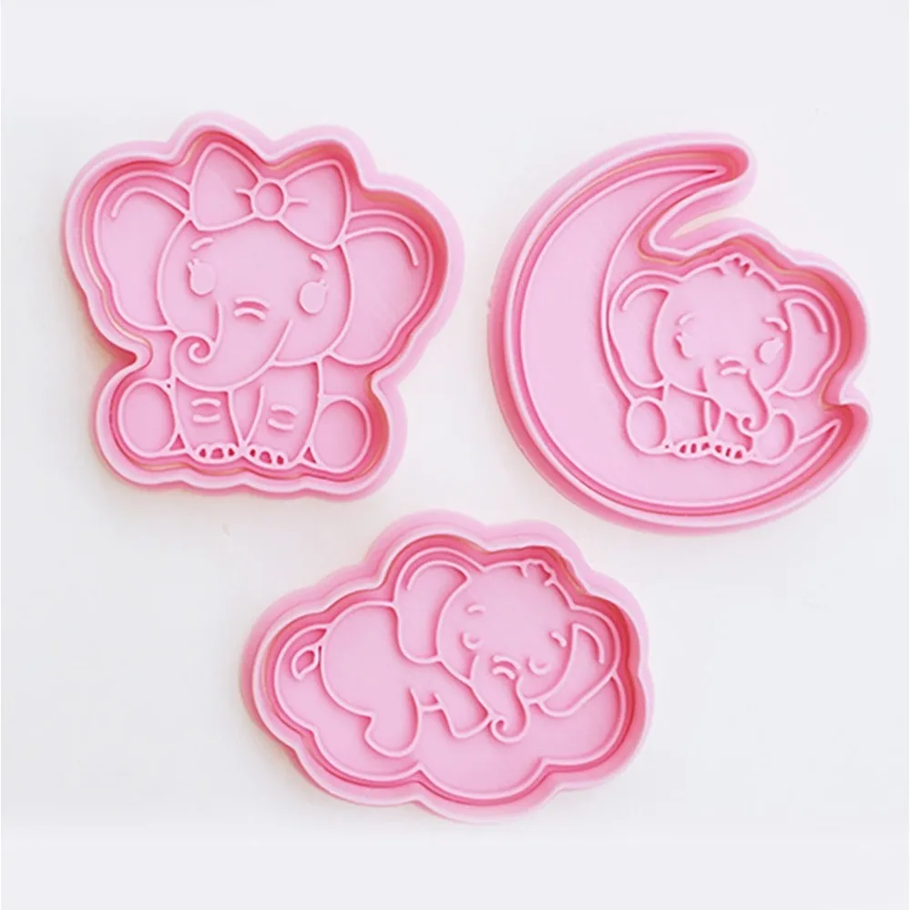 Cartoon Elephant Cookie Cutters Biscuit Mold Stamp Kitchen Baking Pastry Bakeware Dessert Baking Supplies 4