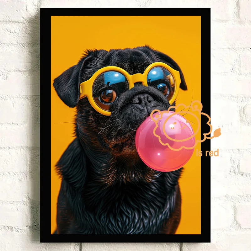 Dog Bubblegum Poster Corgi Maltese Samoyed bubblegum puppy Canvas printing Home Living Room wall decoration frameless painting