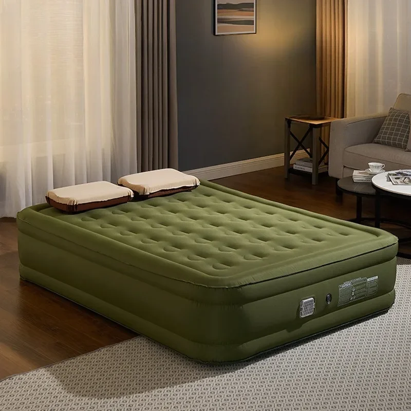 Portable Camping Inflatable Mattress with Pump Self Inflatable Air Mattress Comfort Flocked Top Pad Outdoors Camp Sleeping Gears