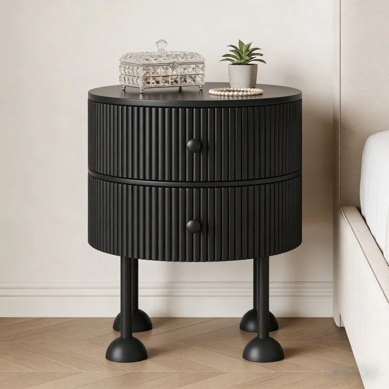 Master bedroom small bedside table household bedroom black round small bedside table