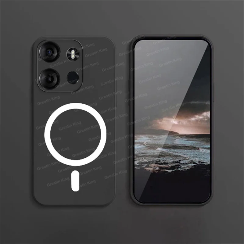 حافظة ناعمة للشحن اللاسلكي لـ Tecno Spark GO ، لون الحلوى ، الدائرة المغناطيسية ، البوب 7 ، BF6 ، البوب 7 ، البوب 7 برو ، BF7
