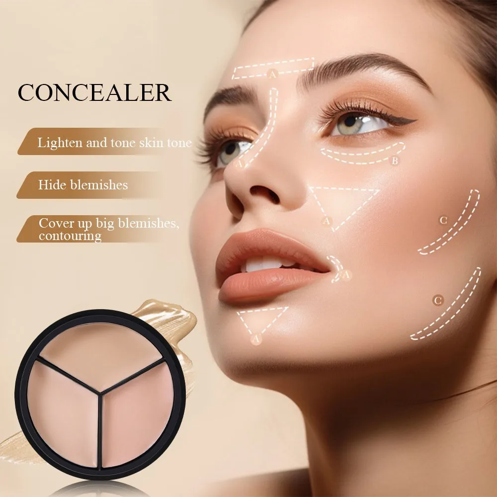 3色コンシーラー、フルカバーカラー、コンシーラー、クマや小じわに効くウォータープルーフ