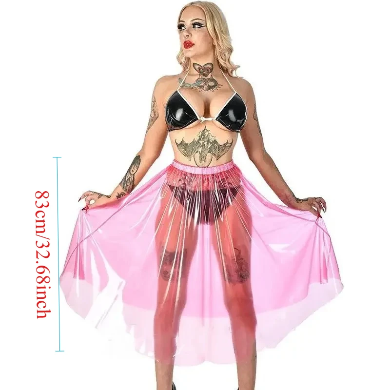 Women's Ladies Catwalk Plastic Skirt Niche Feature PVC Transparent Call Sexy Elastic Waist Skirt Spice Girl T Street Skirt view 2