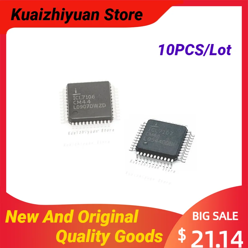 

10PCS/Lot New And Original ICL7106CM44 QFP-44 ICL7107CM44Z Single ADC Dual Slope 3sps 3 1/2Digit LCD Quality Goods