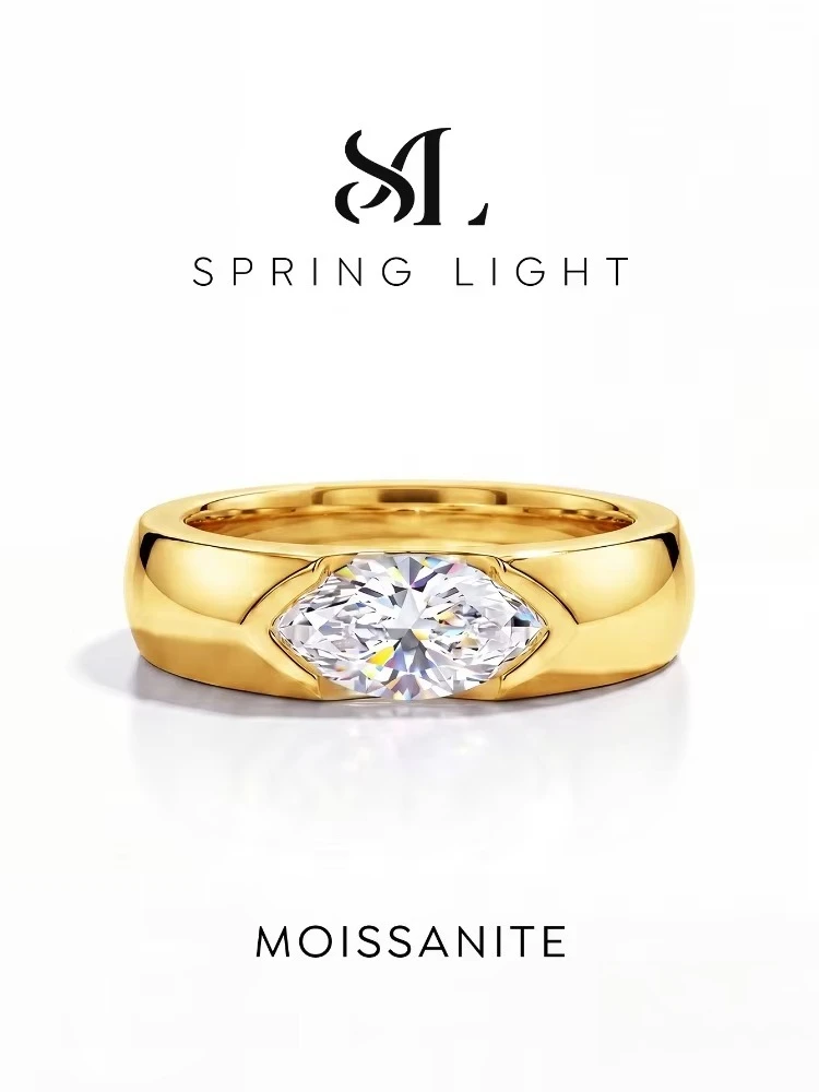 Fashion Gorgeous Real 1-2CT Marquise Moissanite Diamond Engagement Rings for Women Wedding Gift Luxury Jewelry