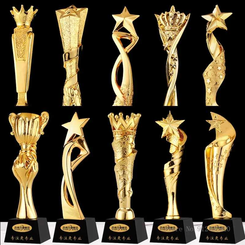 Customized Gold-Plated Resin Trophy, Bottom Crystal, Creative Send Friends Award, Dancing Souvenir, Competition, Home Decor, 1Pc