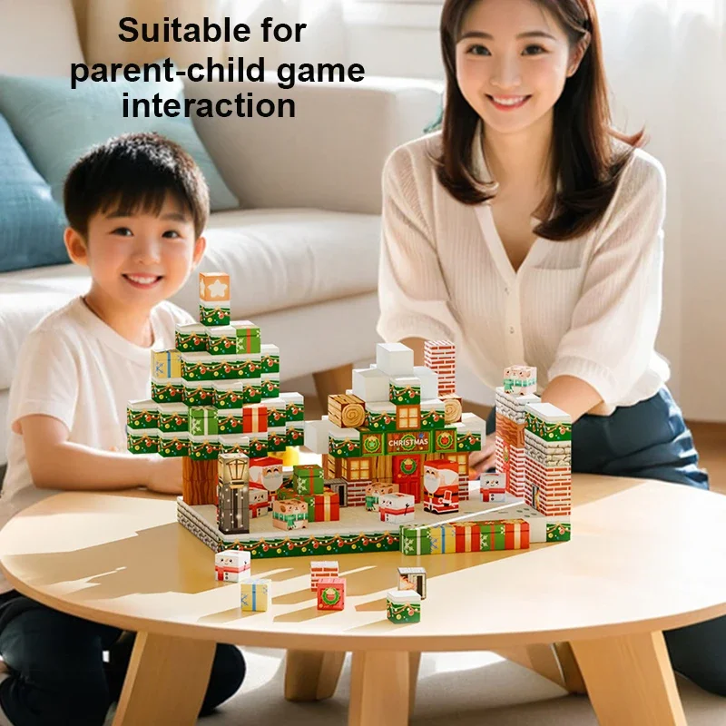 

300pcs Magnetic Christmas Building Blocks Set with Santa Claus,Tree,Reindeer Figures,STEM Toys for Kids,Christmas Gift Boy Girl