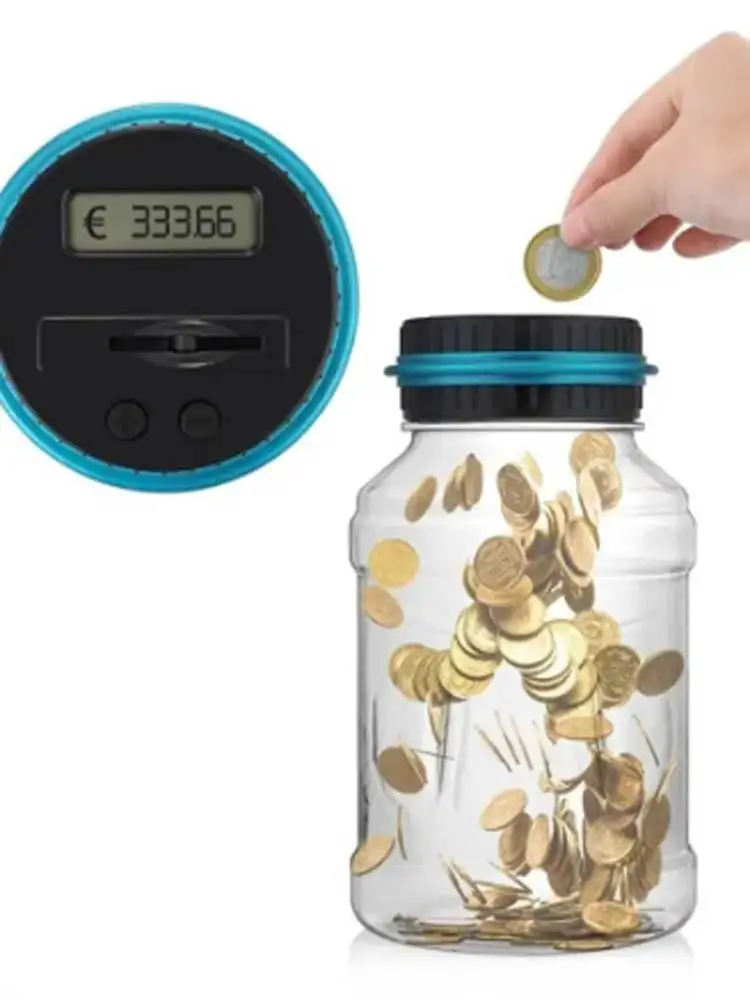 1PC tirelire électronique compteur de pièces-monnaie de comptage LCD numérique, pot de boîte d'économie d'argent, boîte de rangement de pièces de monnaie pour USD EURO