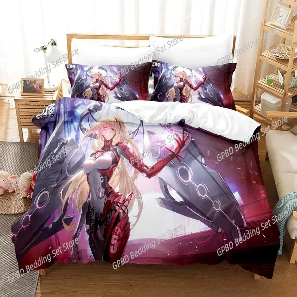 3D Printing Game Tower of Fantasy Anime Bedding Set Bedroom Soft Modern Bedspreads Comefortable Duvet Cover Quilt Pillowcase