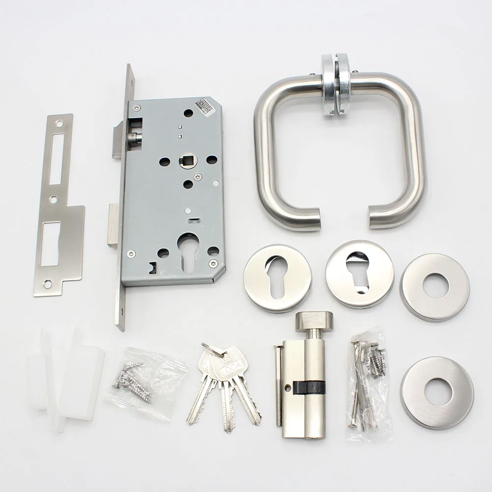 High quality fire escape door lock stainless steel 304 satin U-shaped curved tubular key cylindrical lock