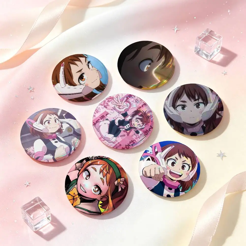 Uraraka Ochako Anime Character Badges 25 32 44 58 75 Mm Round Cosplay Pin Bag Decor Fans Collect Friends Gifts Brooch Souvenir