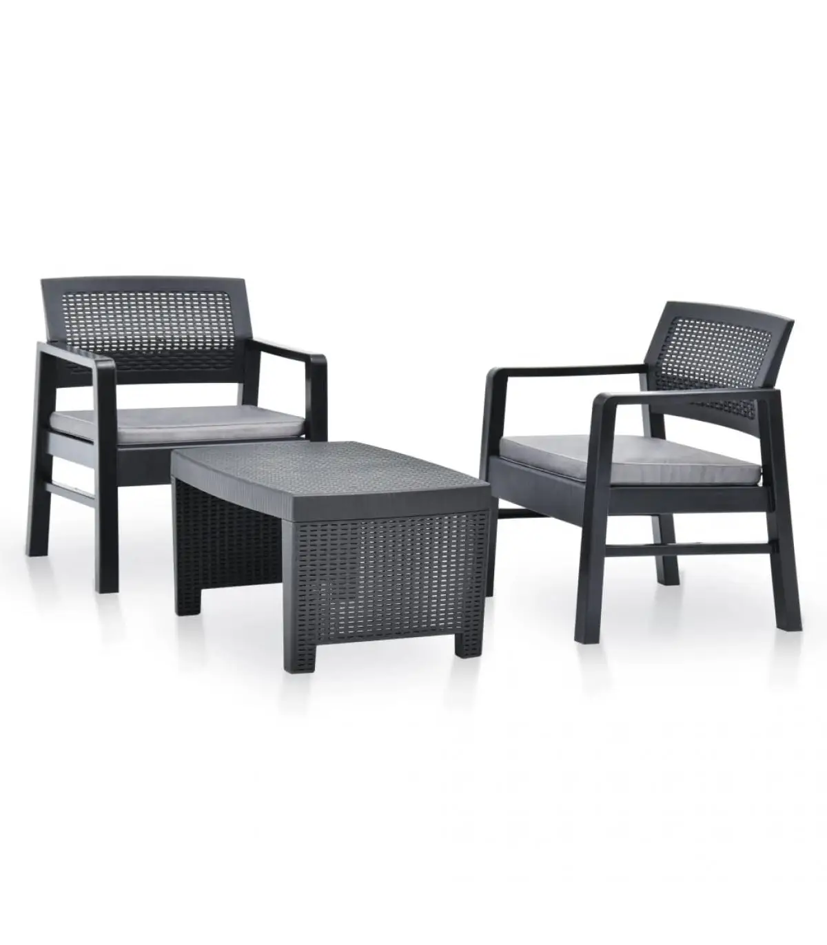 Garden sets garden furniture set 3 pieces plastic gray anthracite