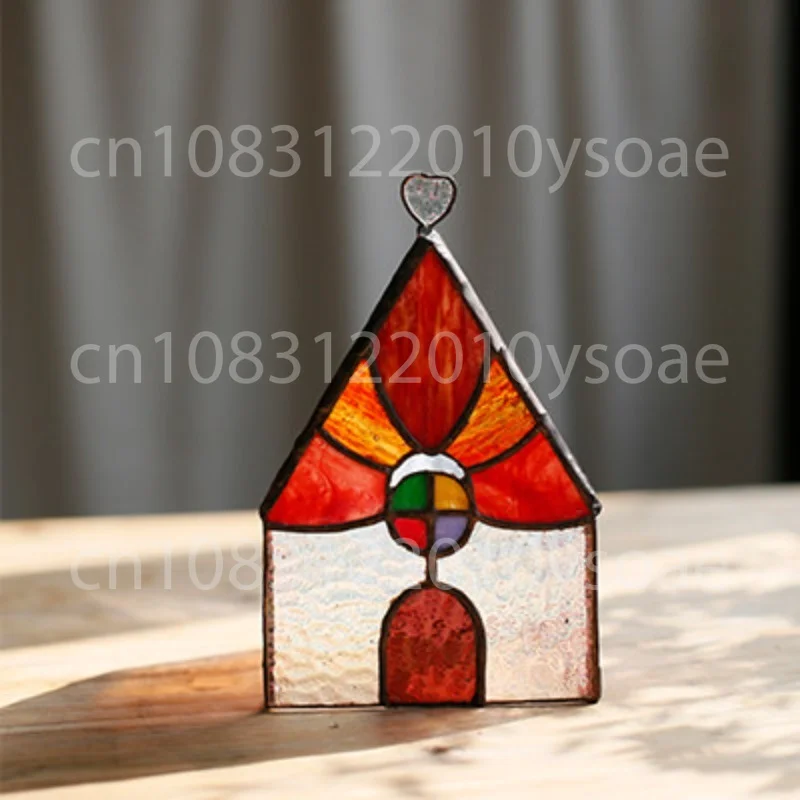 Stained Glass Welding Creative Night Light Decoration Christmas Light Little Red House Craft Kit