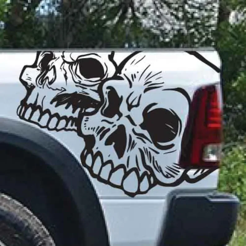 

Sport Side Skull Demon Devil Grunge Design Hood Door Car Bed Pickup Vehicle Truck Vinyl Graphic Decal Tailgate Decorate