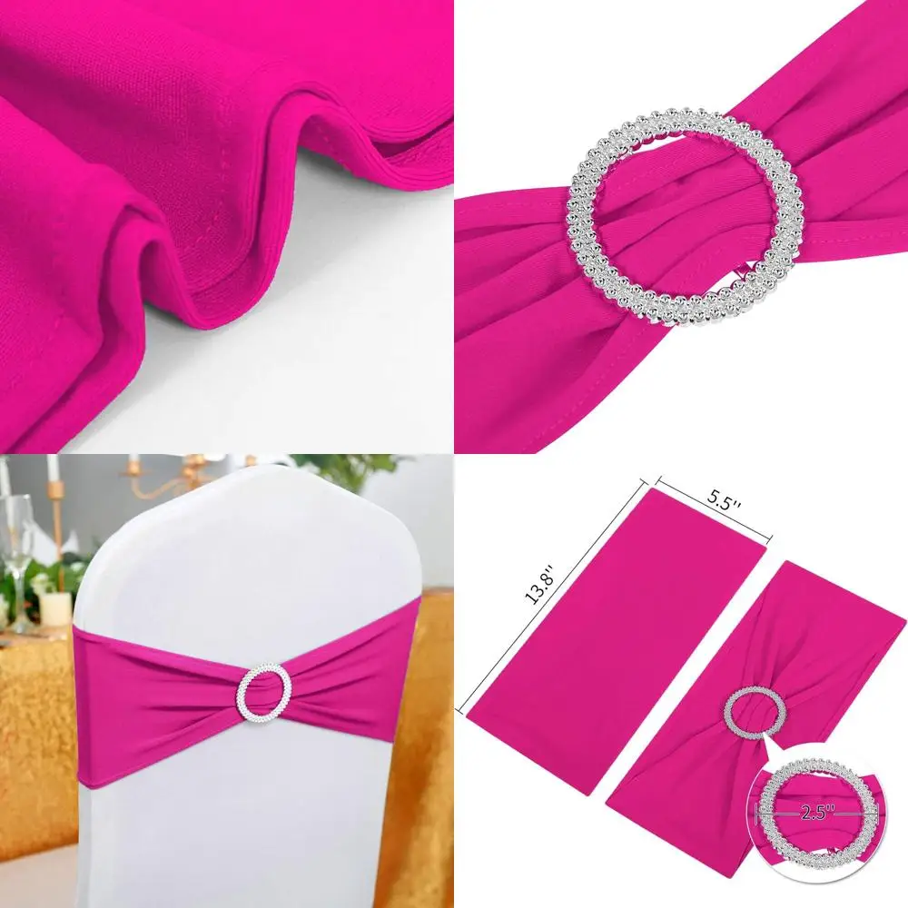 

Пояса для стула из 100 предметов фуксии и спандекса с пряжкой для декора свадьбы и вечеринки