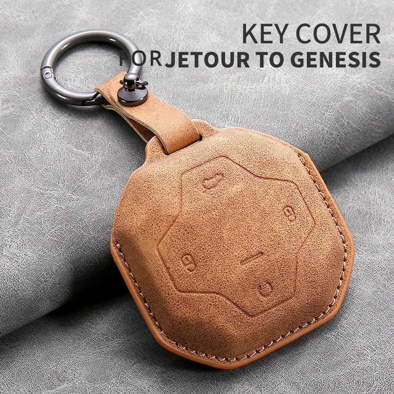 4 Buttons Leather Car Remote Key Case Cover for Chery Jetour T2 Traveler Auto Smart Key Shell Fob Protector Keychain for Jetour