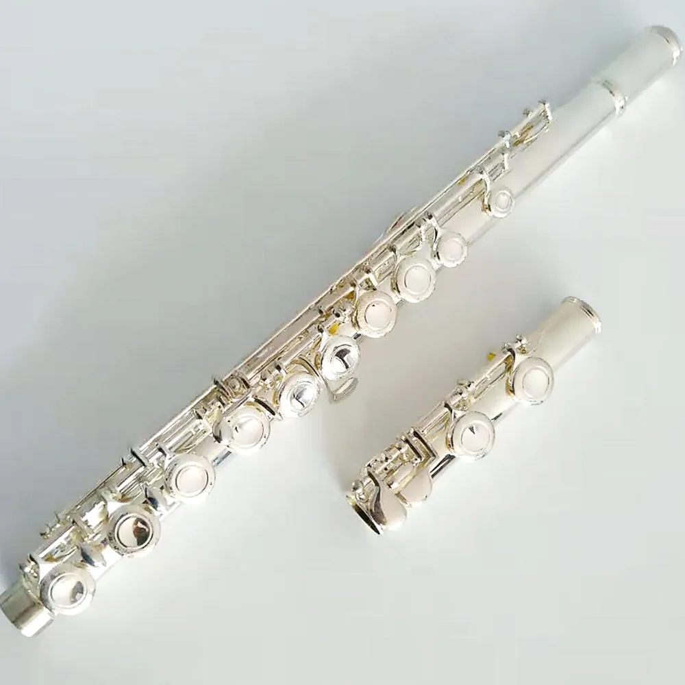 Professional 16‑Hole/17‑Hole Closed‑Hole Silver‑Plated Flute Woodwind Instrument for Learner Home Practice Band Performance