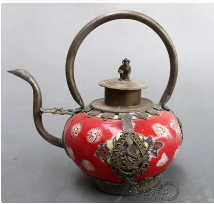 

Wine teapots miscellaneous ware white copper clad porcelain ornaments old water kettles home crafts collections decoration