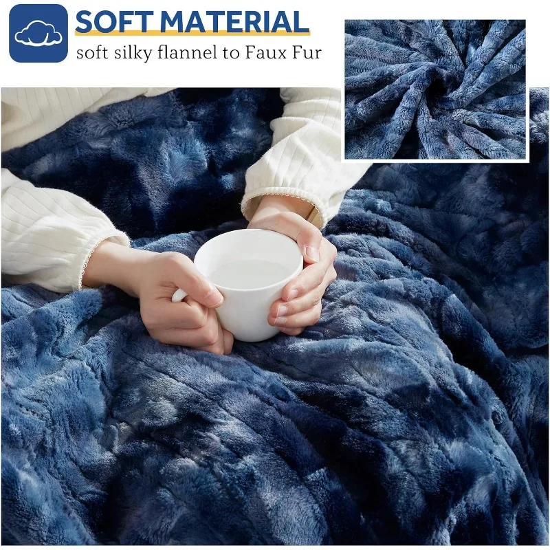 SEALY Electric Blanket Queen Size,Faux Fur&Flannel Heated Blanket 10 Heat Setting&1-12Hour Auto Shut Off,Fast Heating Blanket