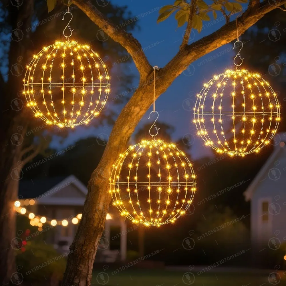 

Professional Outdoor Christmas Decorations: 3-Pack LED Ball Lights with Waterproof Design & 8 Light Modes with Hook for Outdoor