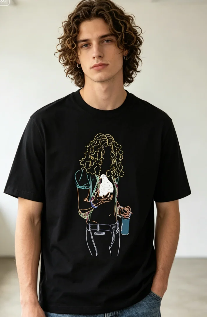 Robert Plant T-Shirt Black Unisex for Led Zeppelin Music Fans - Original Art T-Shirt