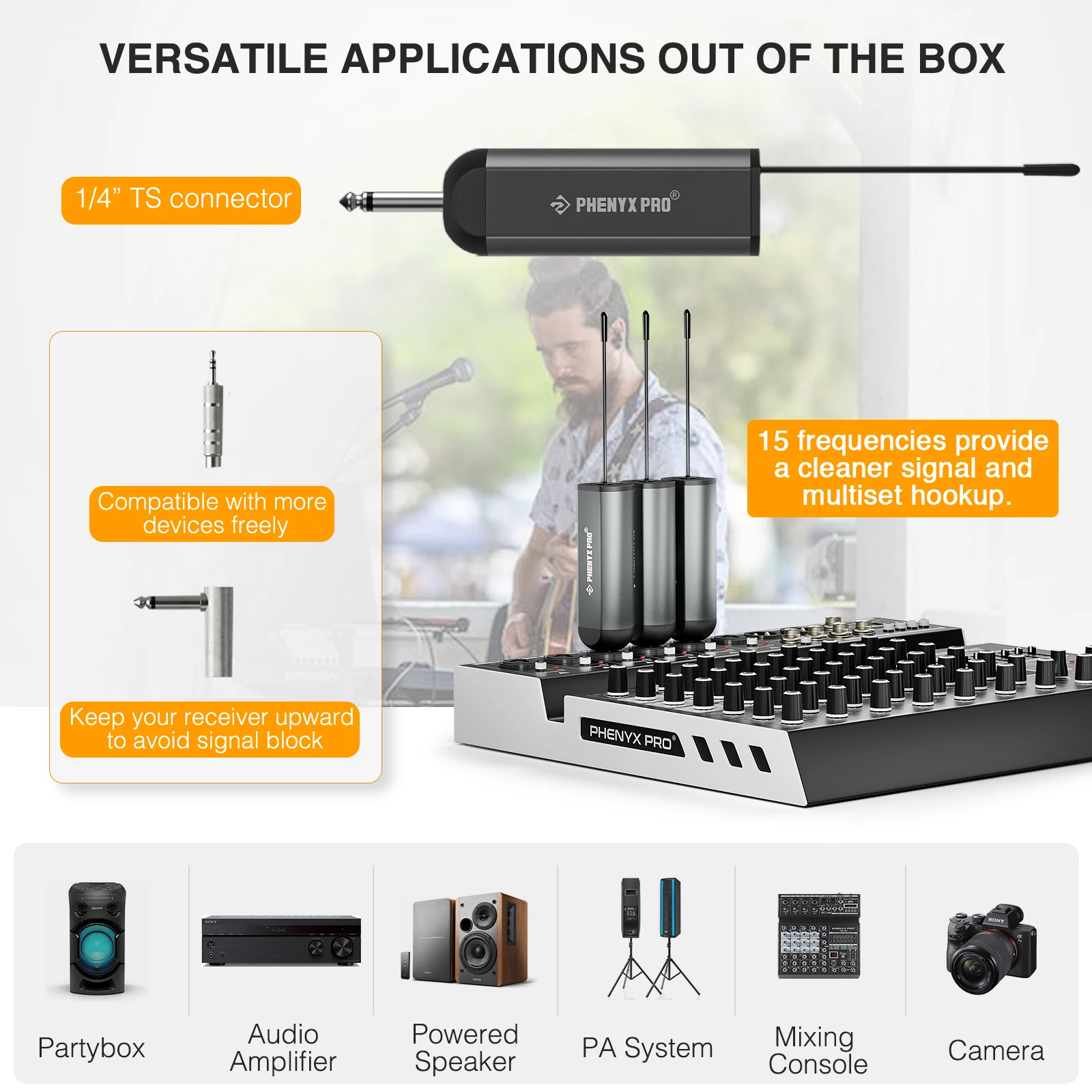 Phenyx Pro Single Digital Wireless Microphone System w/ 15 UHF Channels, Bodypack Transmitter, Mini Receiver (PDP-1-1B)