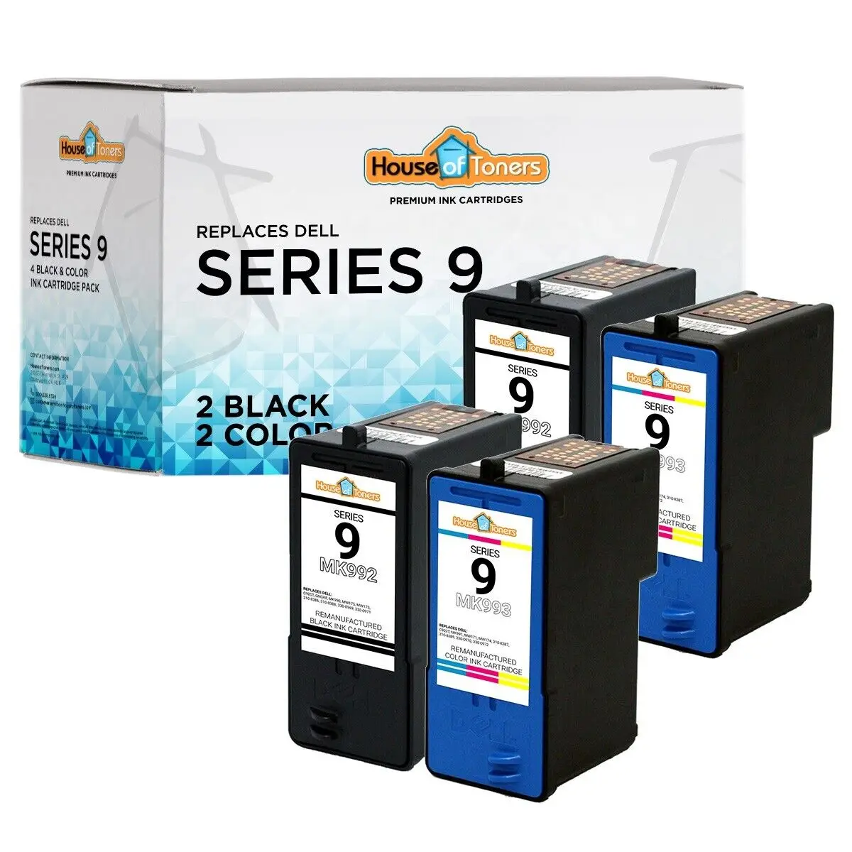 

4-pk Series 9 MK992 MK993 Black/Color Ink for Dell 926 v305 v305w v305x Printer