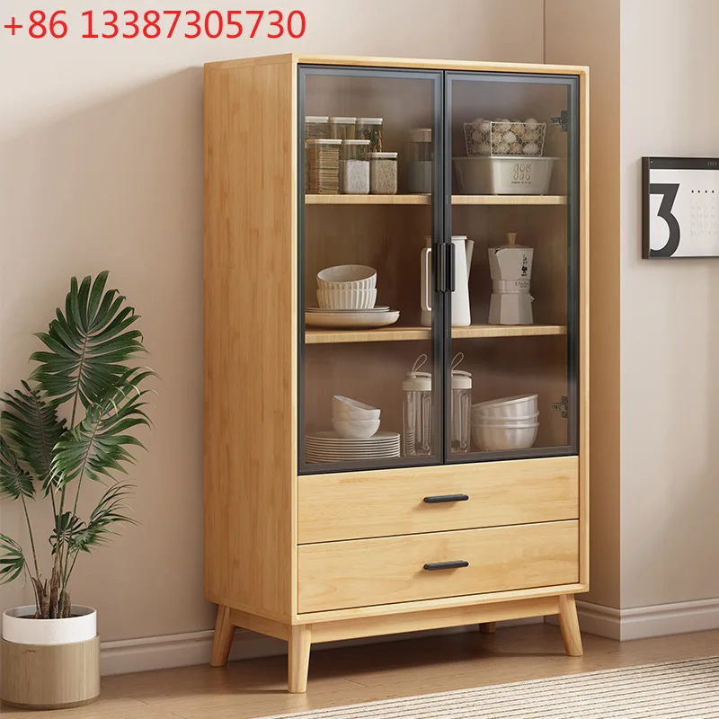 

Nordic solid wood dining side cabinet simple home large capacity living room multi-functional sideboard
