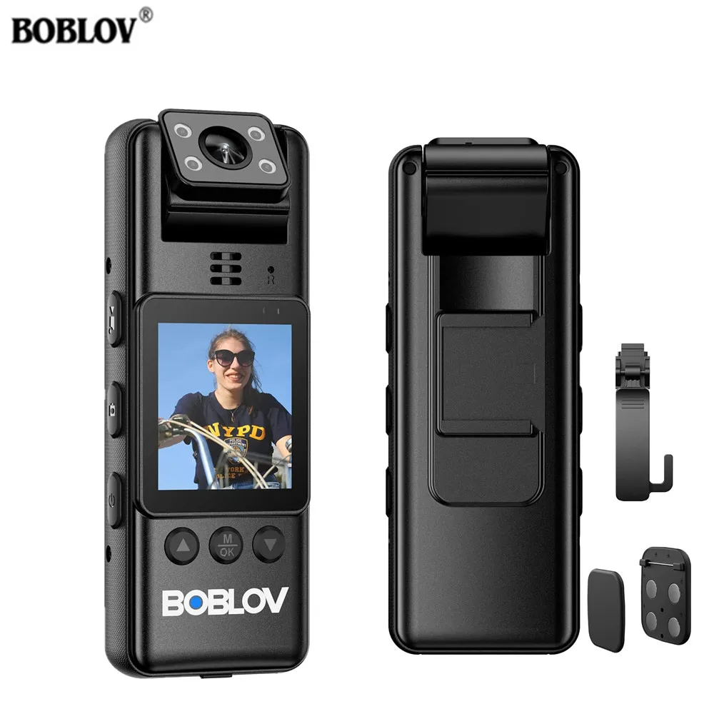 BOBLOV A23 Body Camera 180° Rotate Video Camera Night Vision 1080P Bodycam Audio Video Recording Cam Magnetic Clips Mini Cameras