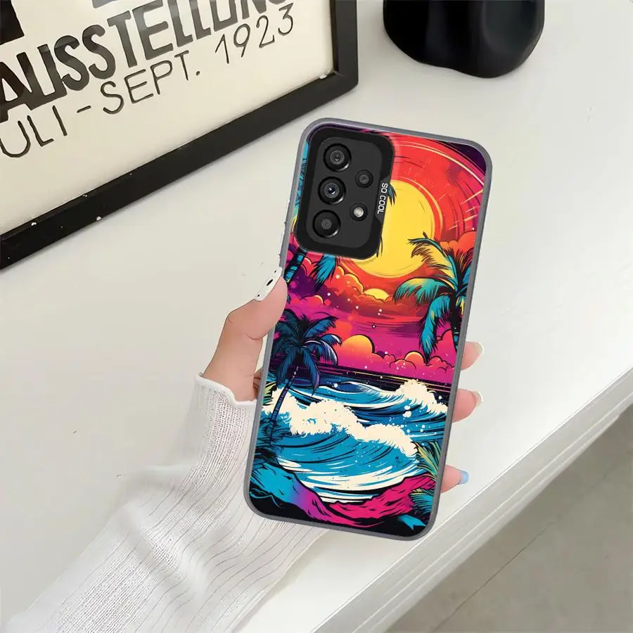 عودة غطاء الهاتف حقيبة لهاتف سامسونج غالاكسي A02 A03 A72 A06 A07 A71 A51 A52 A10 A20 A56 A04 A05 A54 A55 A30 A50 عطلة الغروب #6