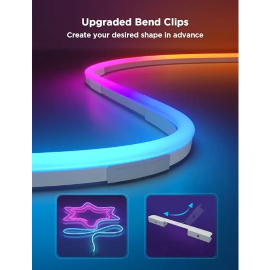 RGBIC-Neonlichter, LED-Smart-Neon-Lichtschlauch, 2, funktioniert mit Matter Alexa, Google Assistant, individuelle DIY-Neonstreifenlichter für Schlafzimmer