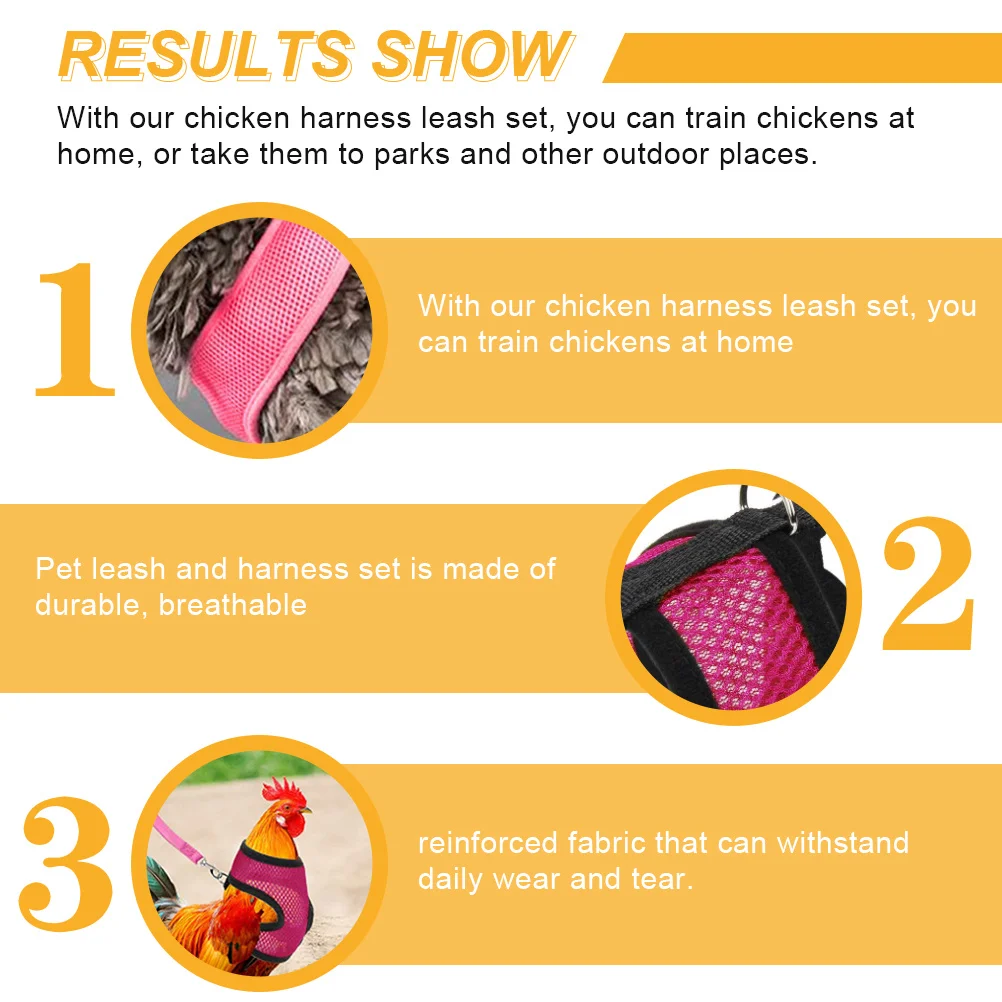 

Pet Chicken Harness Leash Set Lightweight Reinforced Vest for Hen Rooster Training Comfortable Walks in Parks Backyard