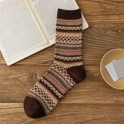 Striped Ankle Socks Korean Style Women Socks Vintage Multicolor Unisex Medium Socks Ethnic Men'S Socks Brown Calcetines Mujer