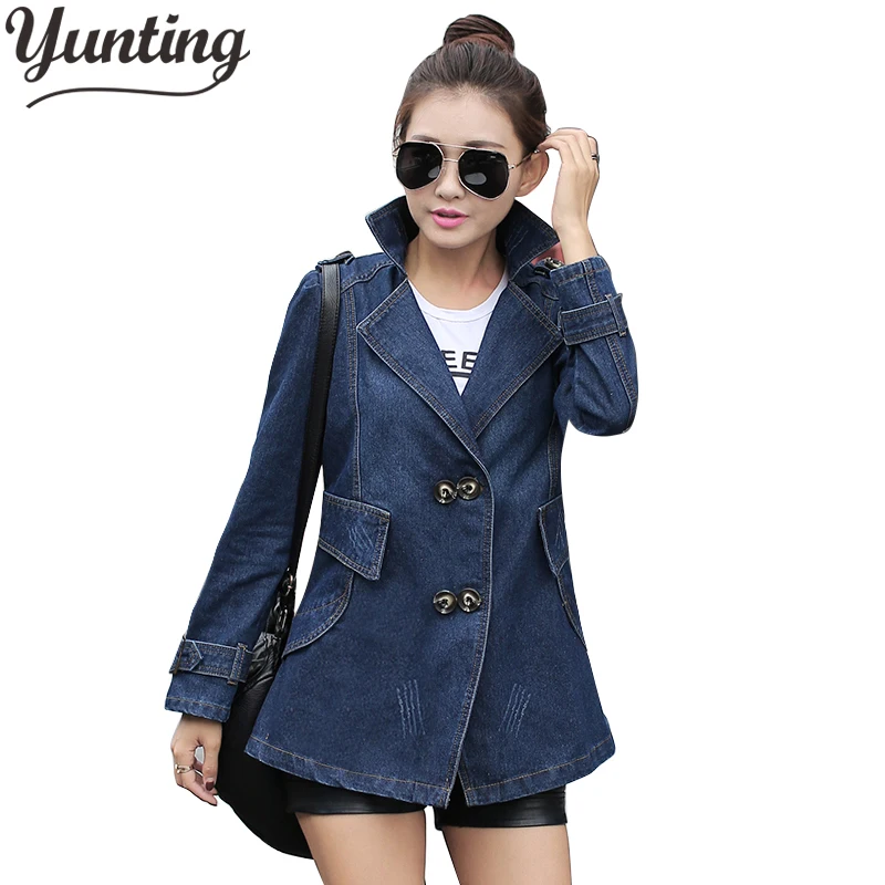 

2024 Fashion Jeans Women Clothes Spring Autumn Long Trench Coat Feminina Denim Female Overcoats