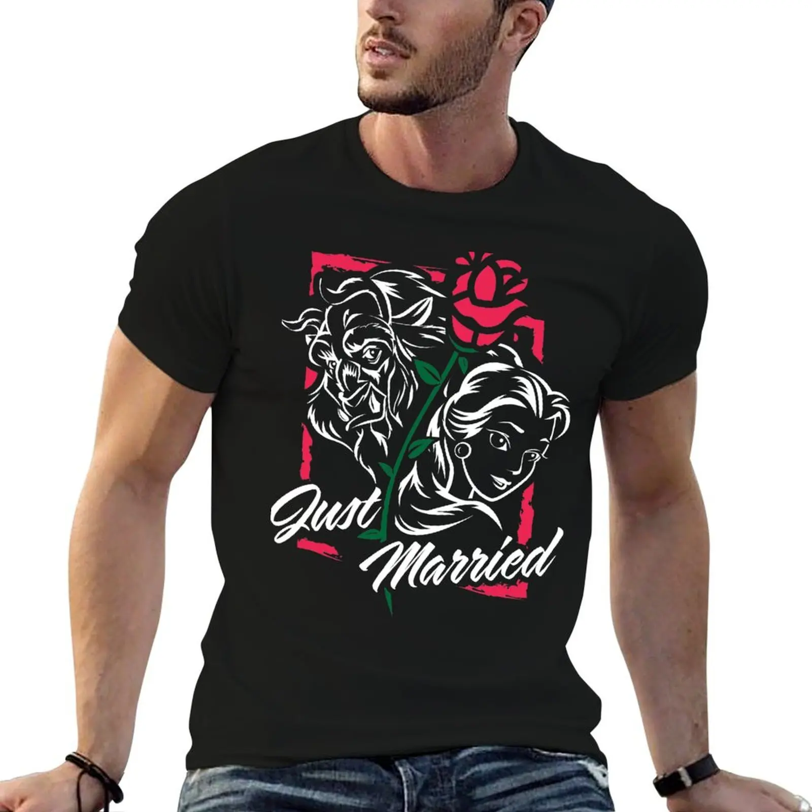 Just Married Happily Ever After T-Shirt Basic Breathable Solid Color T-Shirt